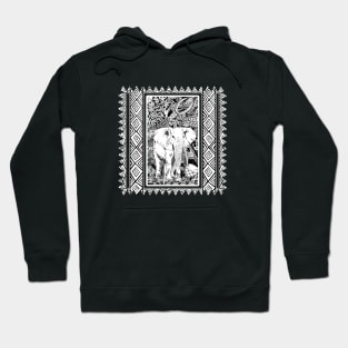 White Elephant Indian Ink Tribal Art Hoodie